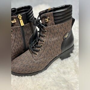 Michael Kors Black and Brown Monogram Boots
